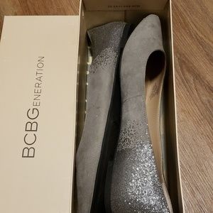 Bcbg silver flats